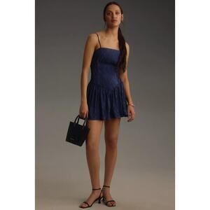 NWT Anthropologie Hutch Sleeveless Drop-Waist Romper $168 MEDIUM Blue